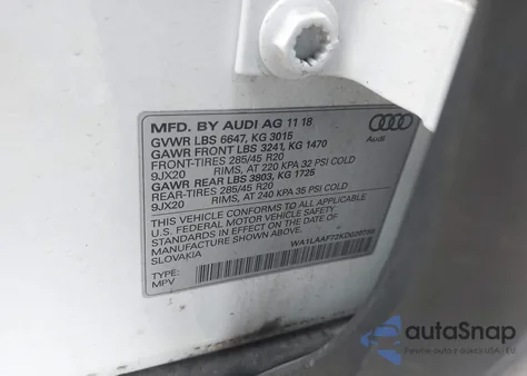 2019 Audi Q7 55 Premium from USA, damaged, VIN WA1LAAF72KD020759